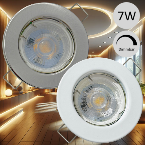 7 Watt - LED Einbaustrahler Lotta - 230V - GU10 - Dimmbar - Starr
