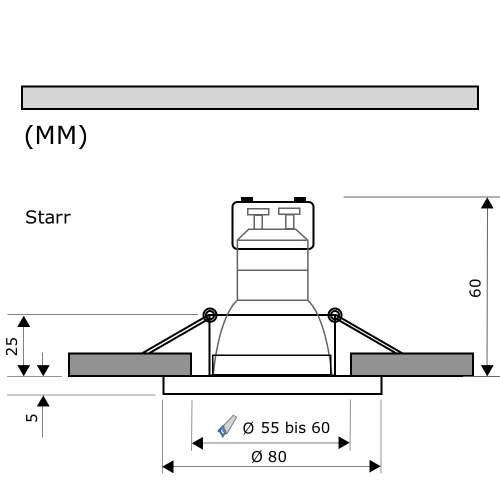 7 Watt - LED Einbaustrahler Lotta - 230V - GU10 - Dimmbar - Starr