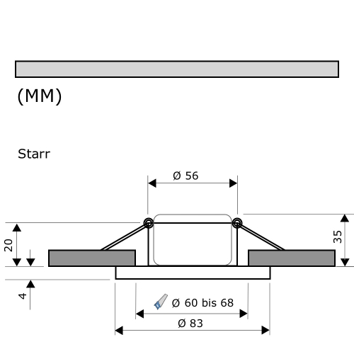Bad Einbaustrahler Aqua | Flach | IP44 | 230V | 5W | MCOB Modul