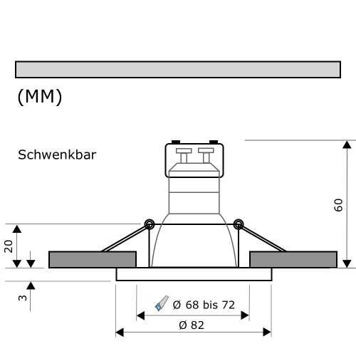 7 Watt - LED Einbaustrahler Lana - 230V - GU10 - Dimmbar - Schwenkbar
