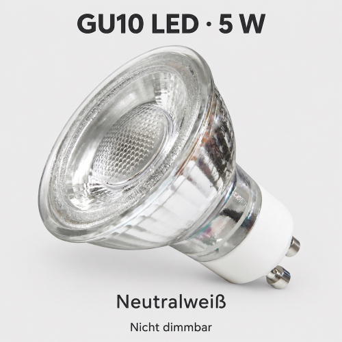 GU10 LED Strahler 5W - neutralweiß 4000K, 400lm, Halogen-Ersatz