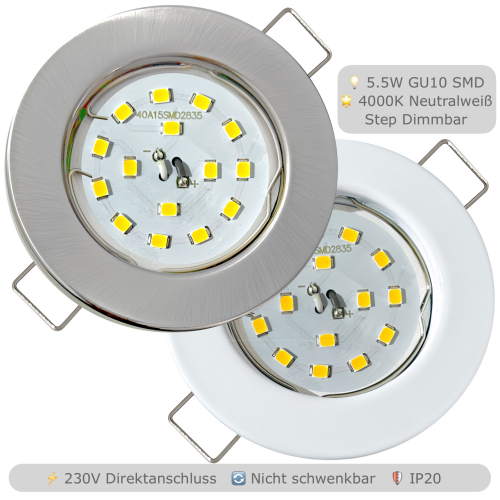 LED Einbauspot Lotta 5,5W GU10 | Step Dimmbar | 3000K