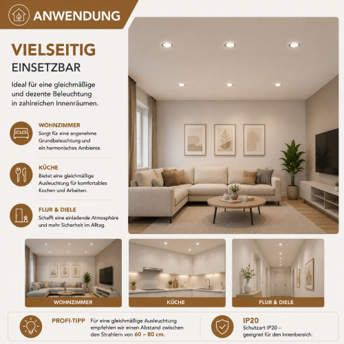 LED Einbaustrahler Alina / 3W GU10 / Warmweiß 3000K / Schwenkbar