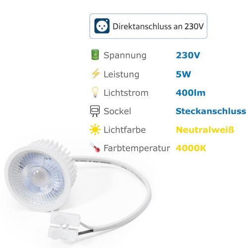 LED-Modul 5W neutralweiß 4000K, 400lm, 3-stufig dimmbar
