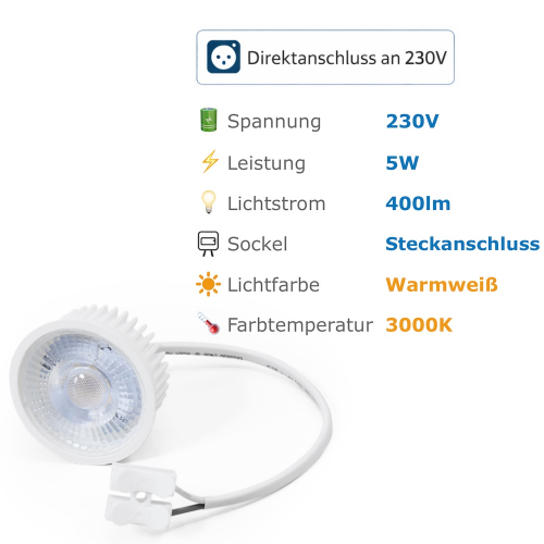 LED-Modul 5W warmweiß 3000K, 400lm, 3-stufig dimmbar