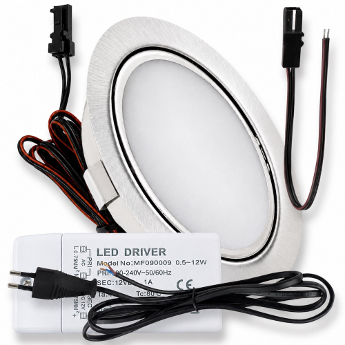 LED Möbeleuchte Emma 12V 3W flach inkl. LED Trafo und Zuleitung
