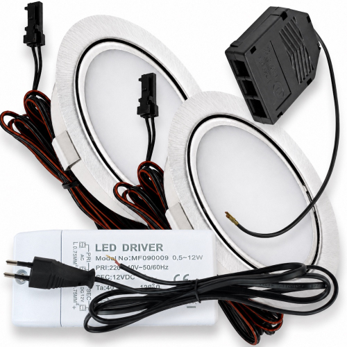 LED Möbeleuchte Emma 12V 3W flach inkl. LED Trafo und Zuleitung