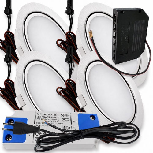 LED Möbeleuchte Emma 12V 3W flach inkl. LED Trafo und Zuleitung