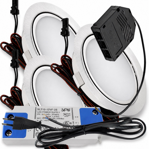 LED Möbelleuchte Emma 12V 3W flach inkl. LED Trafo und Zuleitung