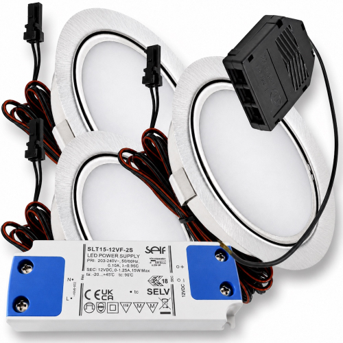 LED Möbelleuchte Emma 12V 3W warmweiß flach inkl. LED Trafo