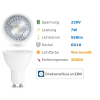 GU10 LED Strahler 7W - warmweiß 3000K, 550lm, Halogen-Ersatz