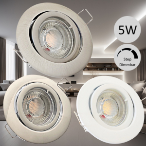 LED Einbaustrahler Lana | 230V | Flach | MCOB | 5Watt | Step Dimmbar