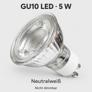 GU10 LED Strahler 5W - neutralweiß 4000K, 400lm, Halogen-Ersatz