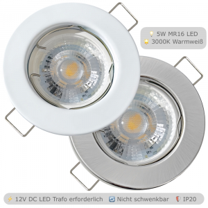LED Einbauspot Lotta 5W - 12V DC, GU5.3, warmweiß