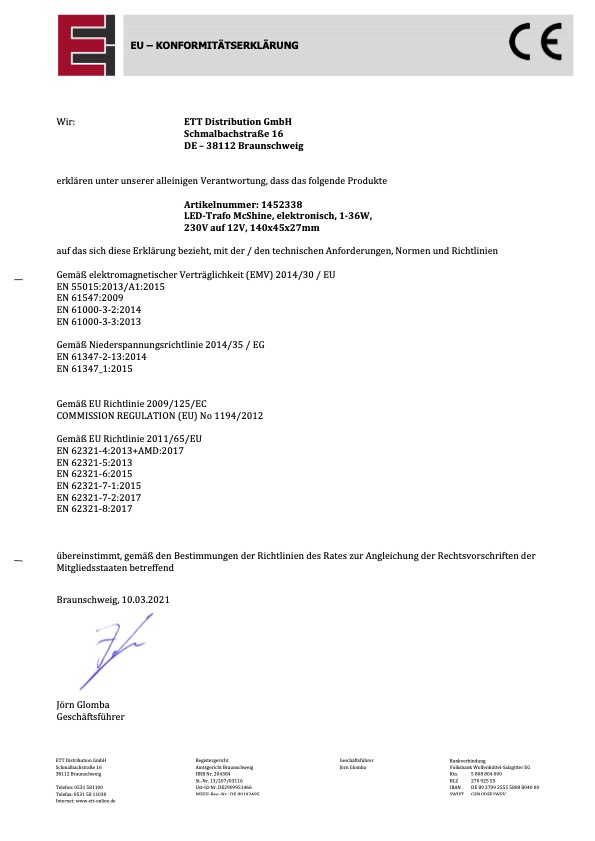 EU – Konformitätserklärung